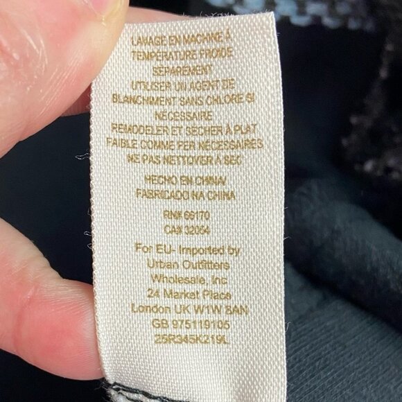 Free People Baja Stripe Sleeve Jacket Size XS Black Denim Bohemian Boho‎ Coat - Picture 8 of 12